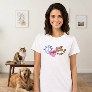 T-shirt voor vredesliefde huisdier kat en hond red