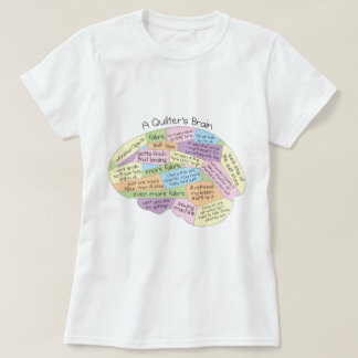 T-shirt voor vrouwen met 'Het brein van een quilts