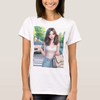 T-shirt voor vrouwen met mooie 3D Art Lady Print