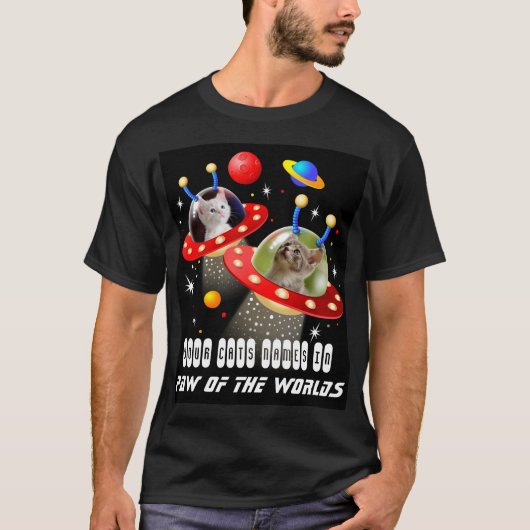 T-shirt Vos chats dans un vaisseau spatial Alien UFO Sci F (Devant)