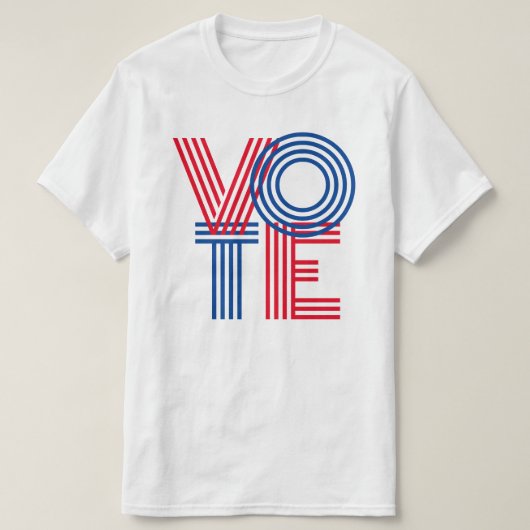 T-shirt VOTE Bleu rouge rayé (Design devant)