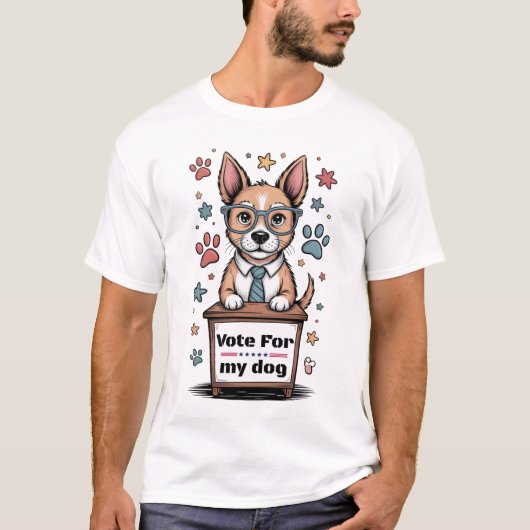 T-shirt Vote for My Dog – Funny Hand-Drawn Dog Lover (Devant)