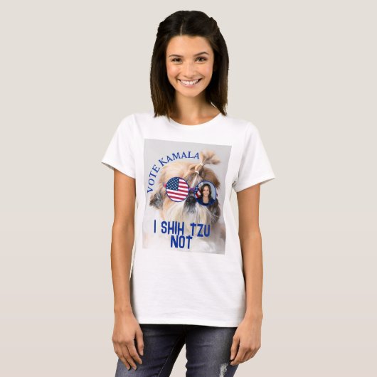 T-shirt Vote Kamala USA flag Shih Tzu Pas mignon chien (Devant entier)