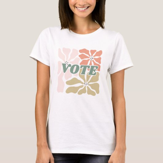 T-shirt Vote - Pastel Retro Floral (Devant)