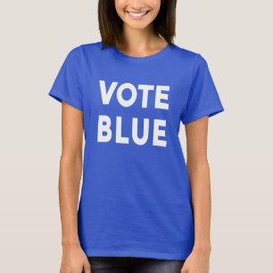 T-shirt Votez le texte blanc audacieux bleu sur politique