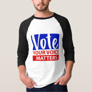 T-shirt VOTEZ Votre Voix compte Coloré Rouge et Bleu