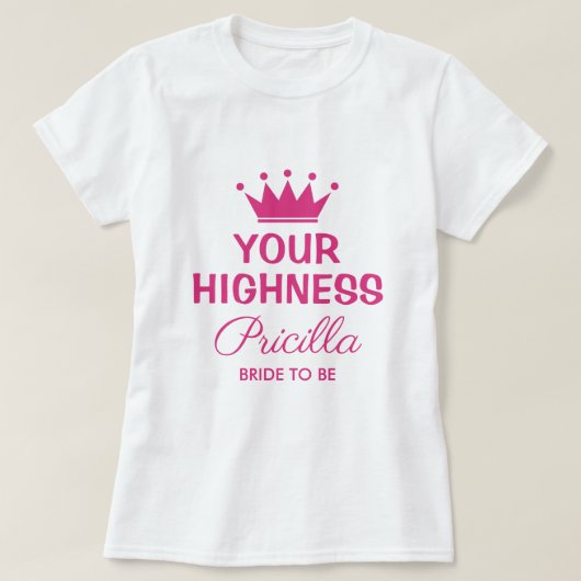 T-shirt Votre Altesse drôle rose princesse mariée à b (Design devant)