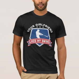T-shirt Votre amie aime mon joueur de baseball swing