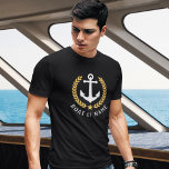 T-shirt Votre bateau ou nom Ancre Gold Style Laurel Black<br><div class="desc">Une Ancre nautique,  des Feuilles de Laurel de style or et une étoile avec votre nom personnalisé ou nom de bateau sur un T-Shirt noir.</div>