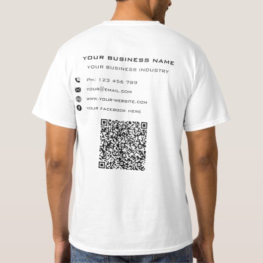 T-shirt Votre code QR Nom de texte personnalisé Entreprise (Dos)