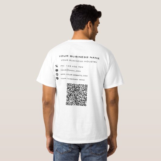 T-shirt Votre code QR Nom de texte personnalisé Entreprise (Dos entier)