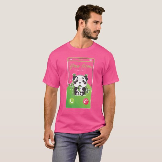 T-shirt Votre Maman Appelle Panda Bear Mobile Cal Entrant (Devant entier)