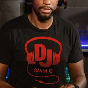 T-shirt Votre nom casque DJ rouge