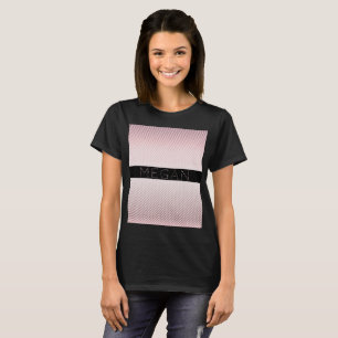 T-shirt Votre nom   Ombre Rose mince et bandes blanches