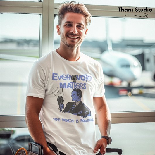 T-shirt Votre vote compte Élection Bleu politique imprimé