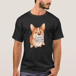 T-shirt Voulez-vous m'épouser chien Race corgi anneau fian