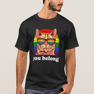 T-shirt Vous Appartenez Mois Fierté Lgbtq Chat Arc-En-Ciel