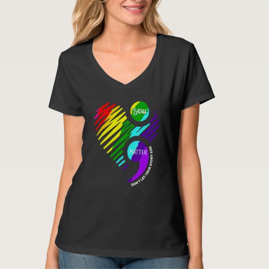 T-shirt Vous Comptez Semicolon Mois de Sensibilisation Men (Devant)