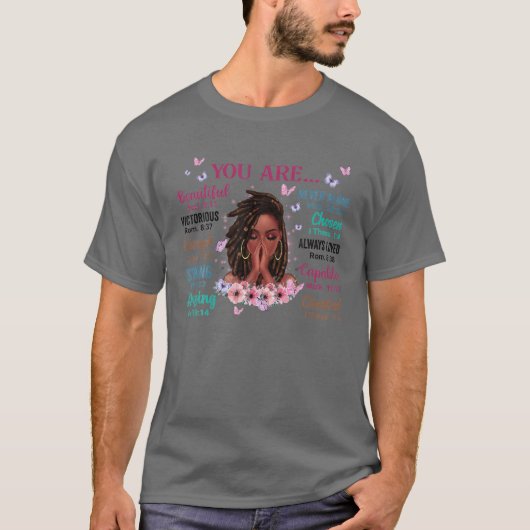 T-shirt Vous Êtes Belle Victorieuse Assez Forte Florale (Devant)