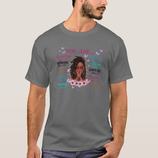 T-shirt Vous Êtes Belle Victorieuse Assez Forte Florale (Devant)