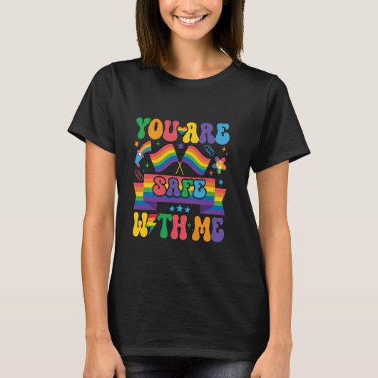 T-shirt Vous Êtes En Sécurité Avec Moi Drapeau Lgbt Hommes (Devant)