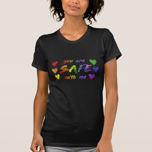 T-shirt Vous êtes en sécurité avec moi et coeurs FIDE alli (Devant)