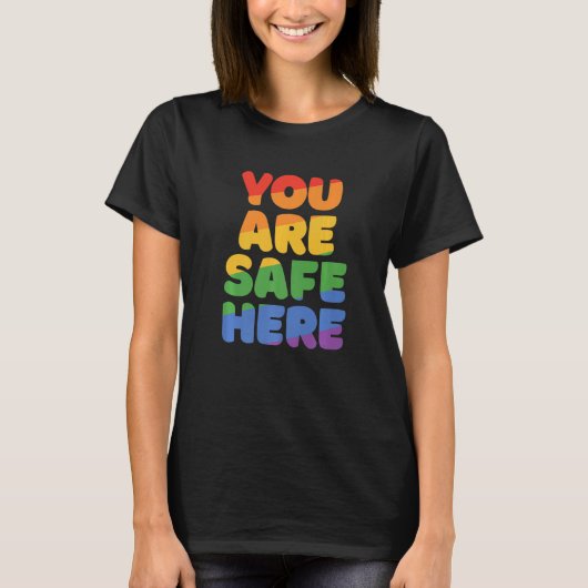 T-shirt Vous Êtes En Sécurité Avec Moi Rainbow Pride Lgbtq (Devant)