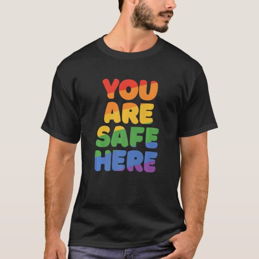 T-shirt Vous Êtes En Sécurité Avec Moi Rainbow Pride Lgbtq (Devant)