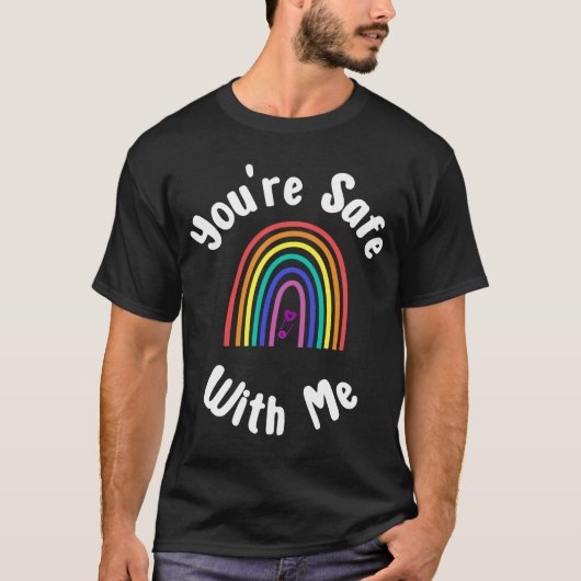 T-shirt Vous êtes en sécurité avec moi Safe Space Pride Ég (Devant)