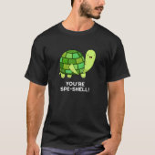 T-shirt Vous êtes Spe-shell Funny Tortoise Pun Dark BG (Devant)