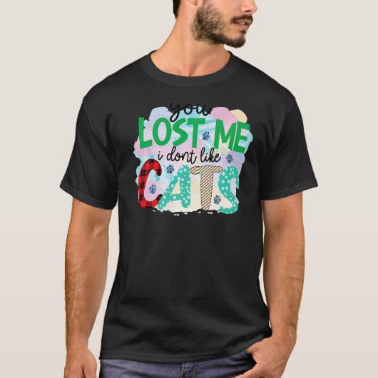 T-shirt Vous M'avez Perdu Je N'aime Pas Les Chats Patchwor (Devant)