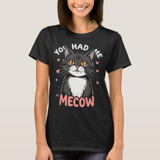 T-shirt Vous m'aviez chez Meow - Amoureux des chats mignon (Devant)