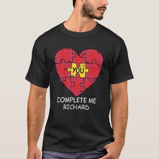 T-shirt Vous Me Complétez Puzzle Pièces Coeur Saint Valent (Devant)
