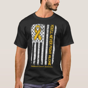 T-shirt Vous ne combattrez jamais seul drapeau Cancer de l