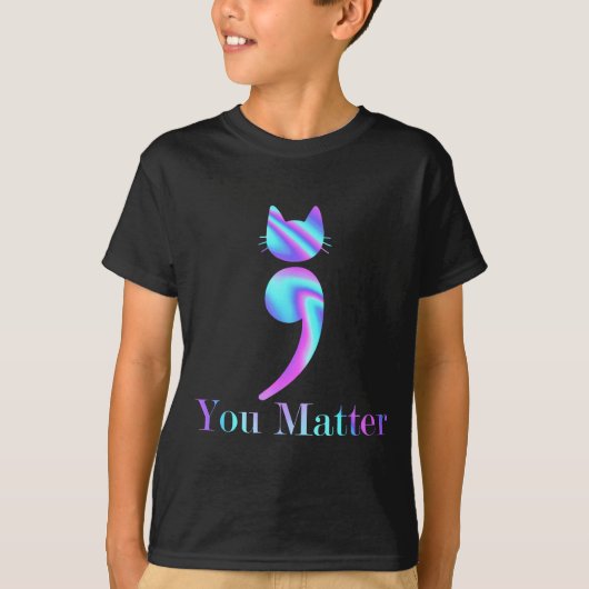 T-shirt Vous Point-virgule Chat Suicide Sensibilisation à  (Devant)