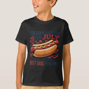 T-shirt Vous ressemblez au 4 juillet Retro Hotdog Patrioti