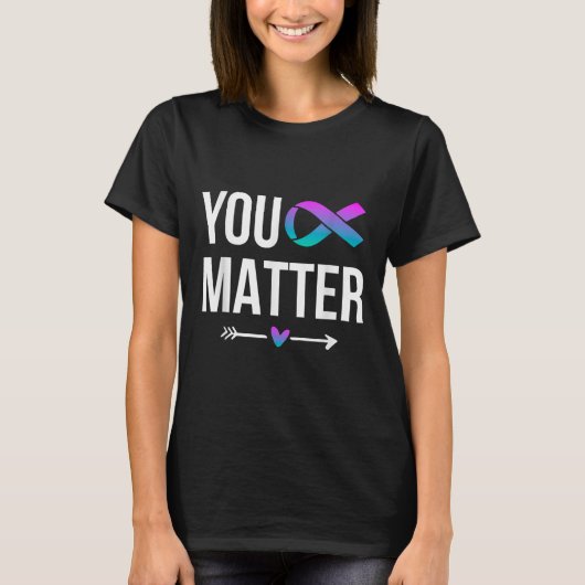 T-shirt Vous Ruban de sensibilisation au violet sarcelle d (Devant)