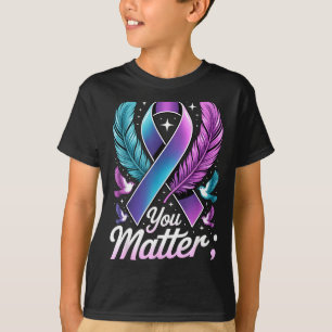 T-shirt Vous Ruban Violet Turquoise Point-virgule Préventi