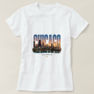 T-shirt 💙 Voyage à Chicago Éditorial de Luxe Style de Vil
