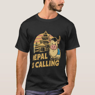 T-shirt Voyage à Katmandou Cute Nepalese Yak Retro Nepal