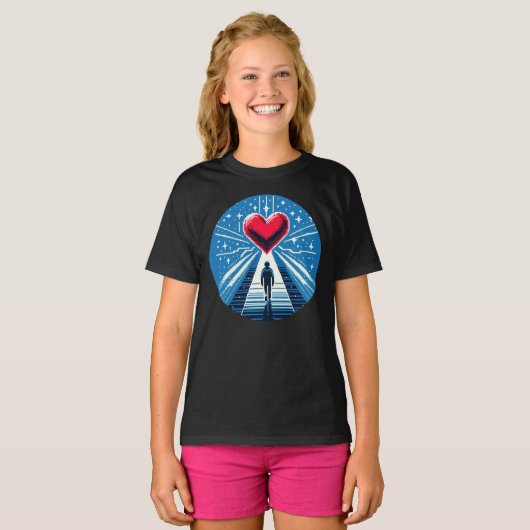 T-shirt Voyage au coeur - Design d'art pixel émotionnel (Devant entier)