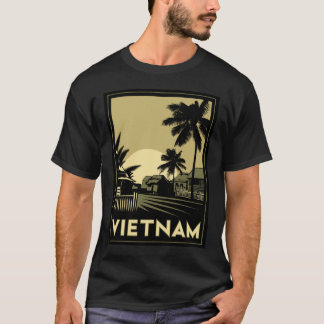 T-shirt voyage d'art déco du Vietnam Asie du Sud-Est rétro