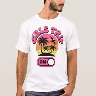 T-shirt Voyage de filles sur la silhouette de palmier au c