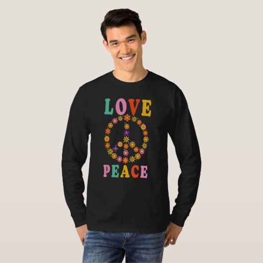 T-shirt Voyage de paix Love Flower Hippie Costume 60s les (Devant entier)