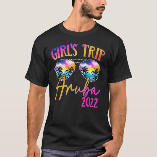 T-shirt Voyage des filles Aruba 2022 Lunettes de soleil co (Devant)