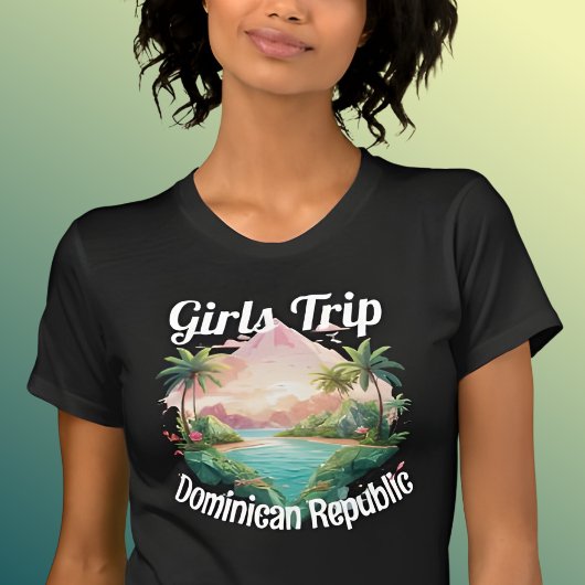 T-shirt Voyage des filles République dominicaine Texte mod