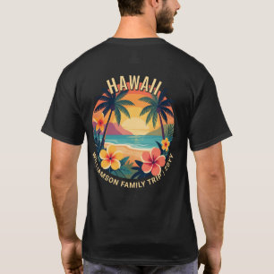 T-shirt Voyage familial de vacances tropicales rétro perso