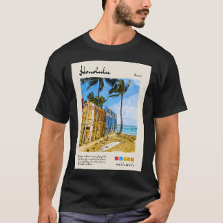 T-shirt Voyage Honolulu Vintage Aquarelle