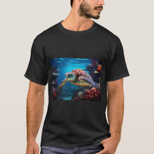 T-shirt Voyage Océanique - Tortue de Mer Parmi les Poisson