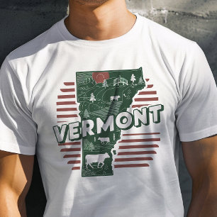 T-shirt Voyage Rétro Graphique Iconique Vermont